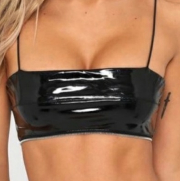 I.AM.GIA Tops - I. AM.GIA. Vinyl zipper back crop top